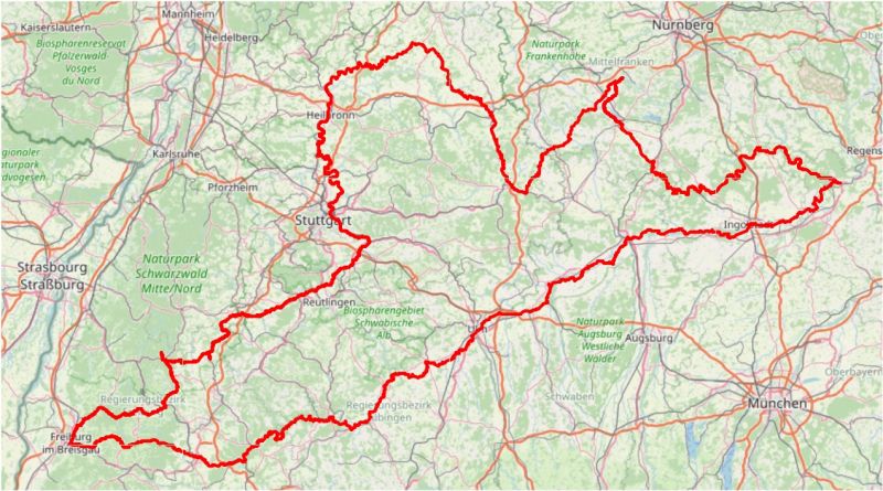 Jagst-Neckar-Freiburg-Donau-Altmühl-Tour